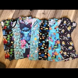 Disney Tooniforms Women's Scrub Tops XXS- XS set